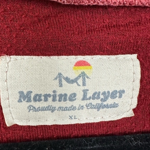 Marine Layer Double Knit Stripe Henley in Raisin Sz XL - Picture 9 of 11